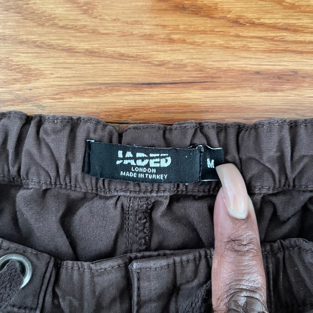 Jaded London Baggy Cargo Pants Women M Brown Cargo Paratrooper Utility Wide Leg - Picture 4 of 10